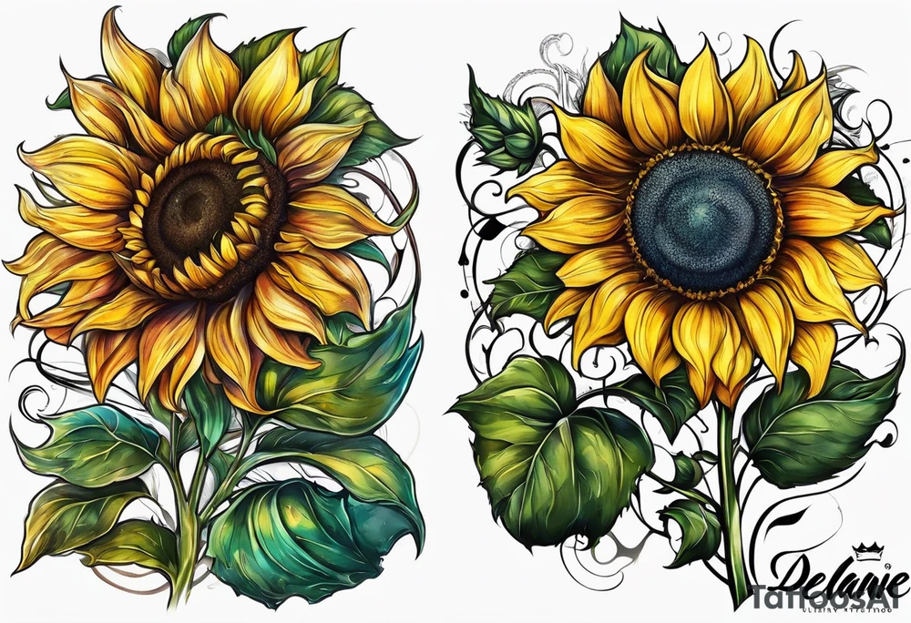 The word Delanie and incorporate a sunflower tattoo idea