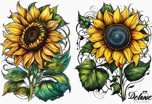The word Delanie and incorporate a sunflower tattoo idea