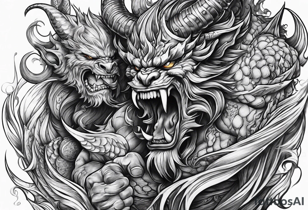 Soul fighting demons tattoo idea