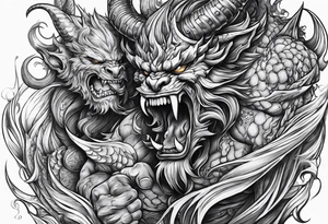 Soul fighting demons tattoo idea