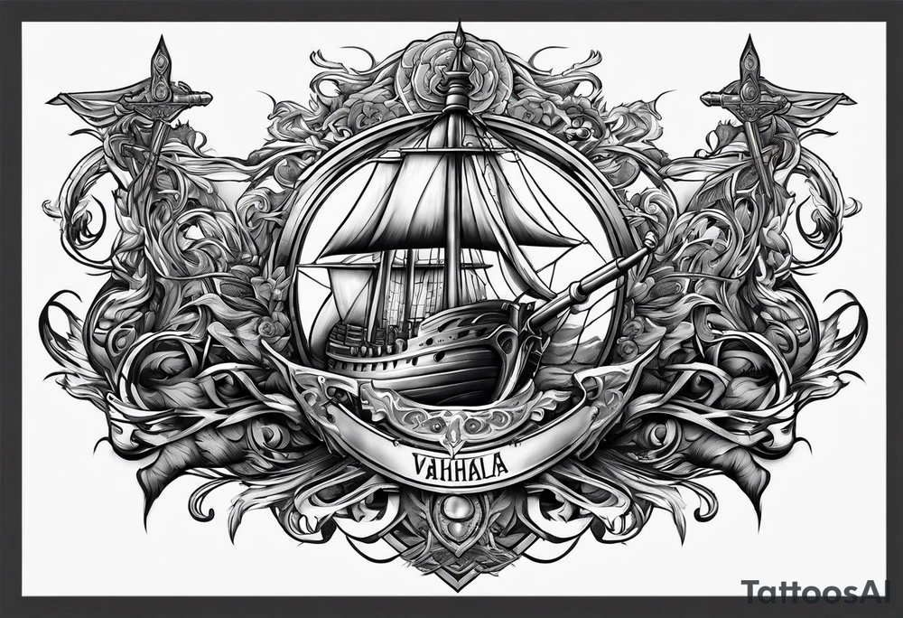 Valhalla sword ship tattoo idea