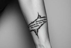 Ripped human skin drowned in sorrow because of who they became tattoo idea