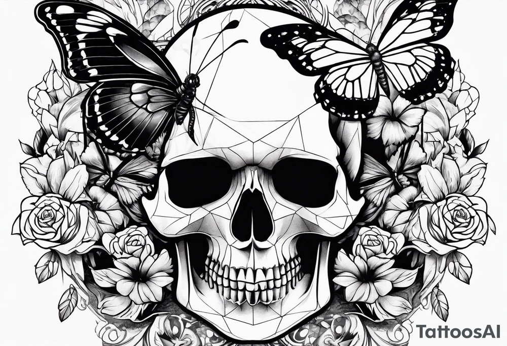 Skull with butterfly tattoo idea