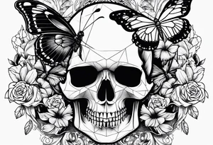 Skull with butterfly tattoo idea