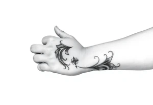 Ornamental Blackwork Von den Fingern über die ganze Hand bis zum Ellenbogen tattoo idea