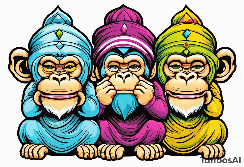three wise monkeys one has ears covered one eyes one mouth tattoo idea