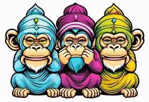 three wise monkeys one has ears covered one eyes one mouth tattoo idea