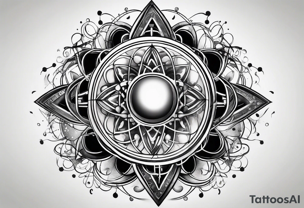 atom with quantum electron cloud tattoo idea