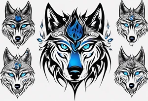 Dark wolf with blue eyes tattoo idea