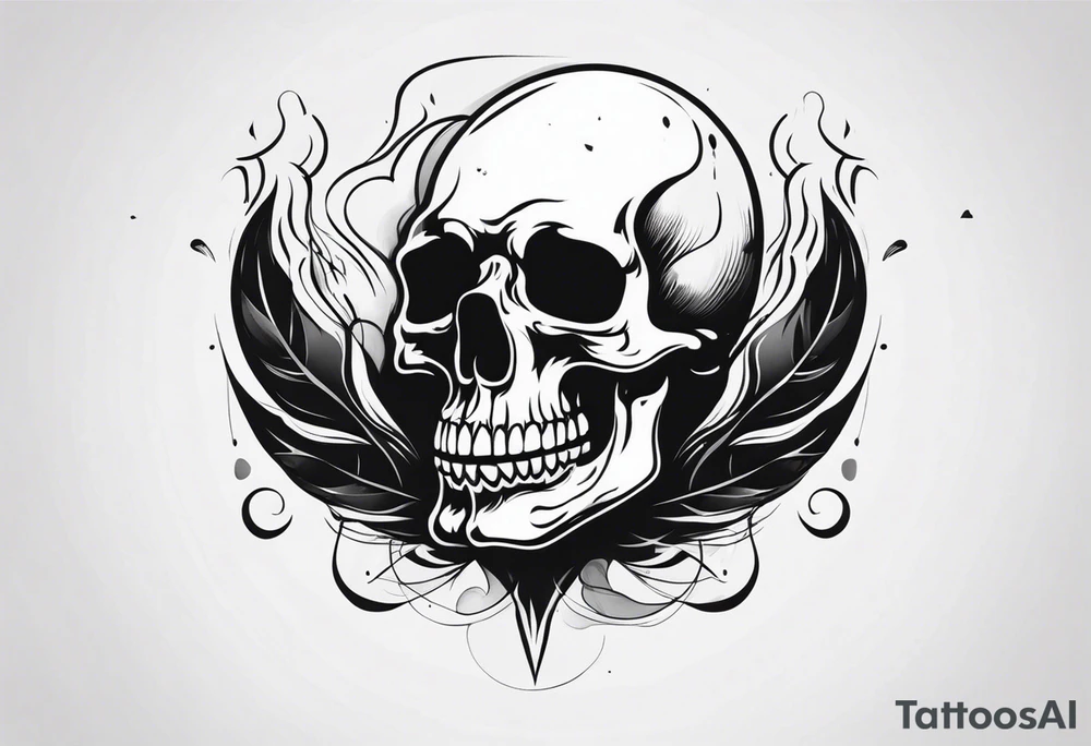skull with smoke coming from the bottom tattoo idea