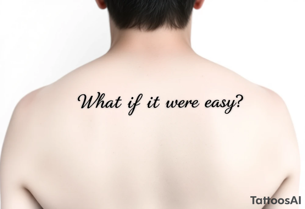 Want to get a reminder tattoo for the phrase "What if it were easy?" as a positive mindset shift I need to make. I am a female and looking at placing it in a spot I could see often like down the side of my right wrist. Maybe thought it could be easier/clearer if I used an abbreviation or acronym, but open to suggestions. tattoo idea