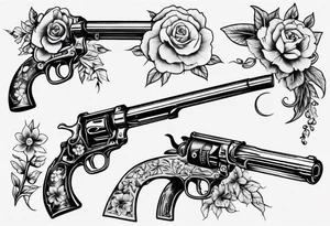 Gun with flowers tattoo idea