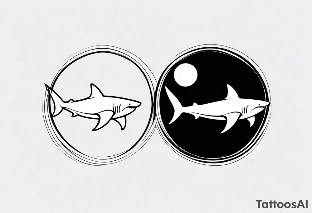 shark yin yang tattoo idea
