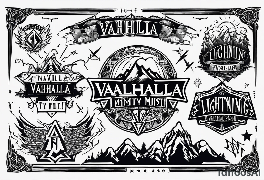 Valhalla mist fog lightning tattoo idea