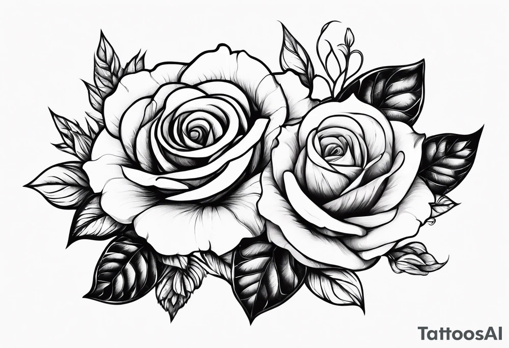 3 fowers rose avec un serpent tattoo idea