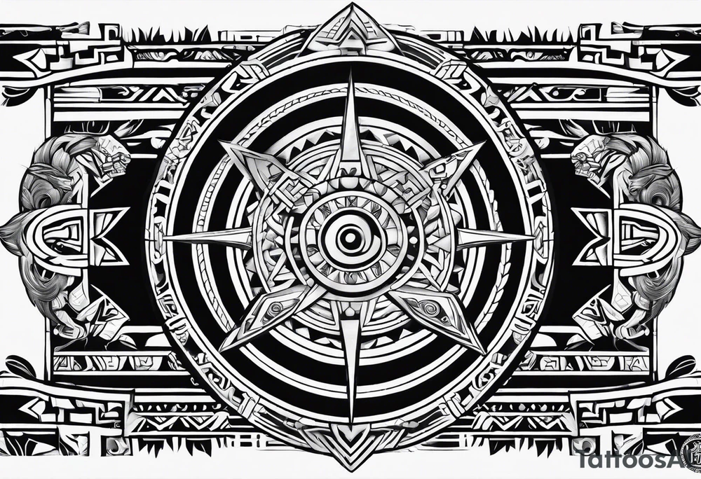 aztec rune sleeve tattoo idea