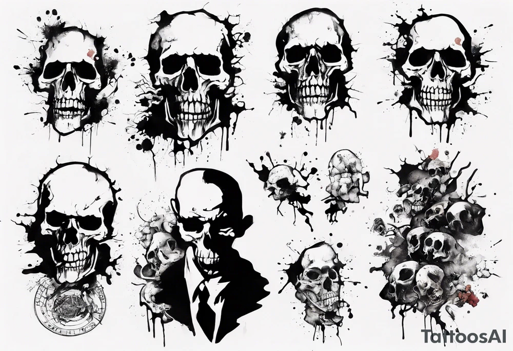 - blot 
- bomb
- atoms splitting
- beauty
- life at a small scale
- man against the world
- doom
- banksy
- no skulls tattoo idea