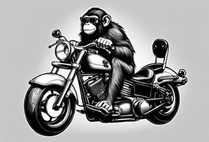 Monkey riding a chopper motorcycle with sunglasses on, a cigarette hanging out of his mouth tattoo idea