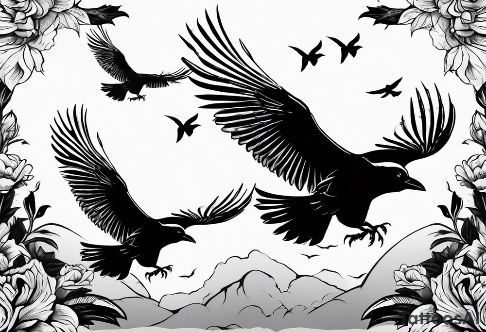 3 crows flying tattoo idea
