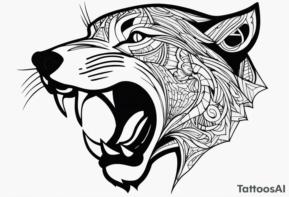 Fierce wold side view tattoo idea