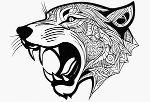 Fierce wold side view tattoo idea