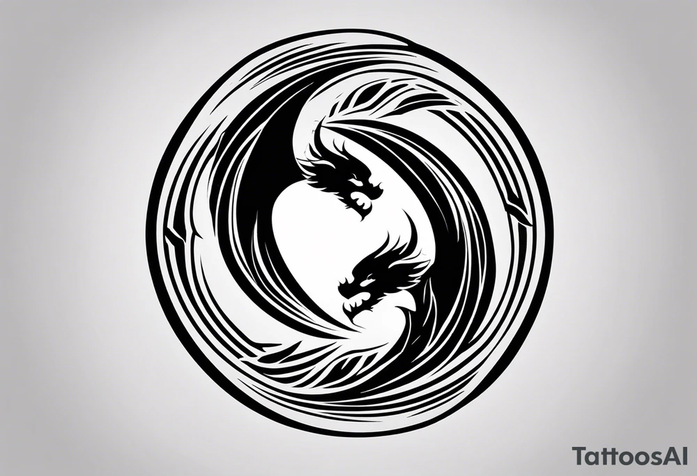 For a Gen Z-inspired dragon and phoenix tattoo, think of a clean, minimalist design that combines symbolism with bold, sleek lines. Imagine a dragon and phoenix spiraling together in a yin-yang-inspired layout. The dragon has a slightly abstract, modern shape, with sharp, flowing lines to show power, resilience, and wisdom, while the phoenix is rendered with sweeping curves and minimal detailing, symbolizing rebirth, growth, and transformation.

Both creatures should interact harmoniously, representing balance and duality. To keep it meaningful, focus on line work rather than intricate shading—clear, open spaces allow the tattoo to feel light and energetic. Adding small symbols, like stars or a faint galaxy backdrop, can enhance the "rising from ashes" and "strength through challenge" themes. This design will appeal timelessly while resonating with Gen Z’s love for symbolism and simplicity. tattoo idea