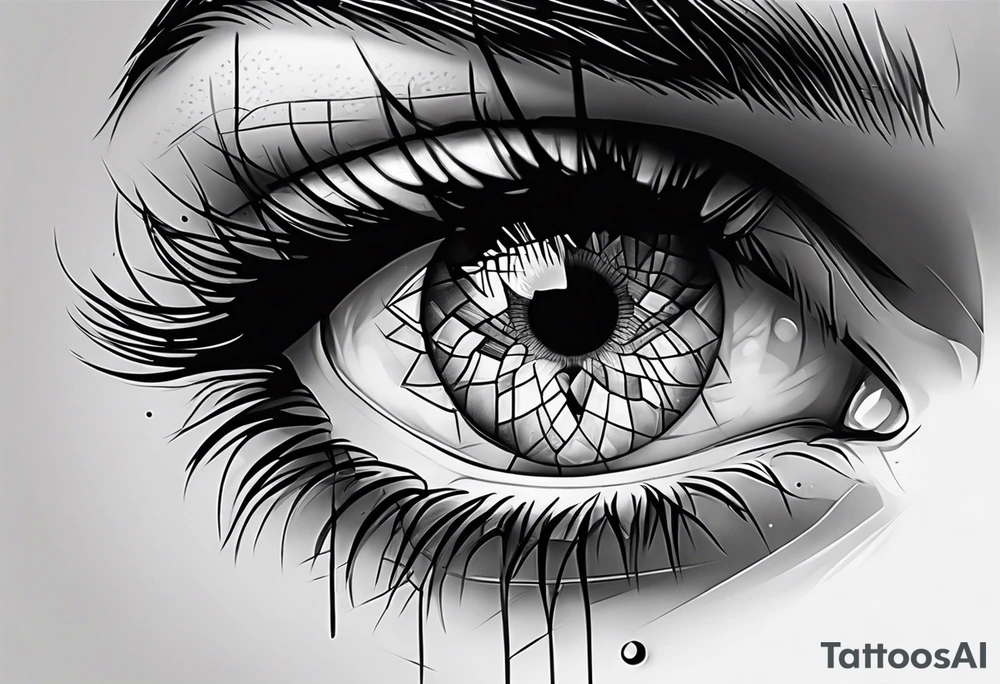 Realistic eye crying tattoo idea