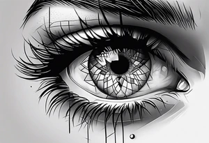 Realistic eye crying tattoo idea
