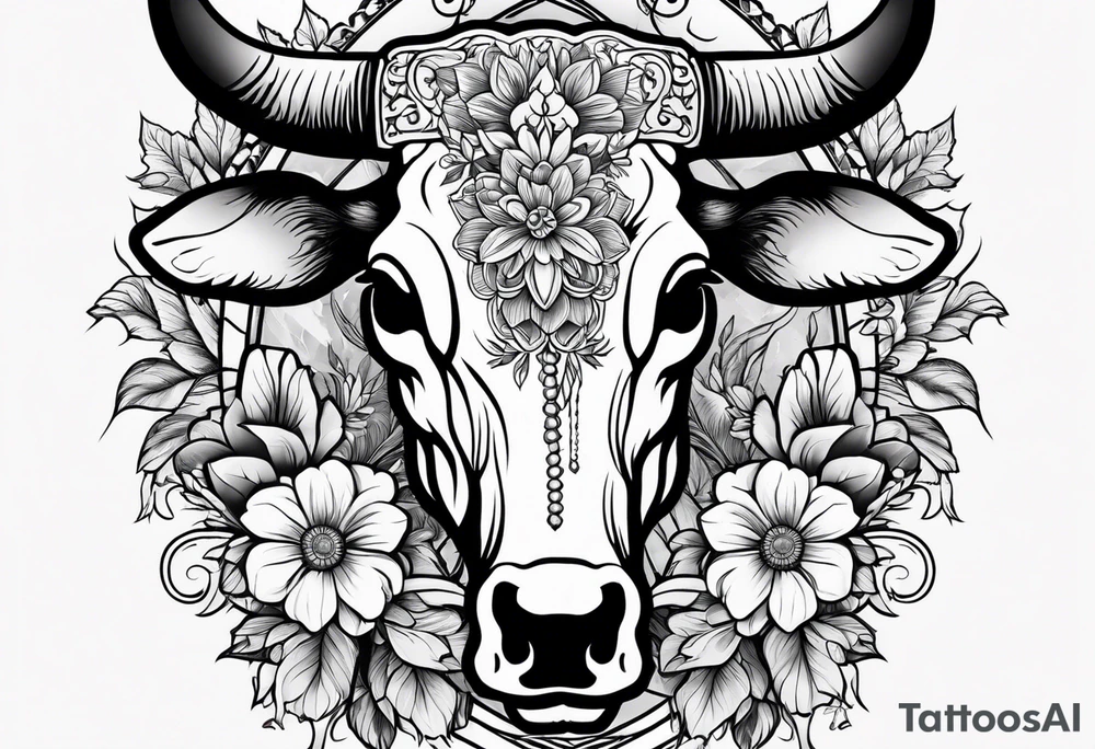 Forearm half sleeve. Western cow skull with flowers tattoo idea