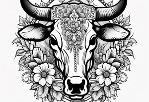 Forearm half sleeve. Western cow skull with flowers tattoo idea