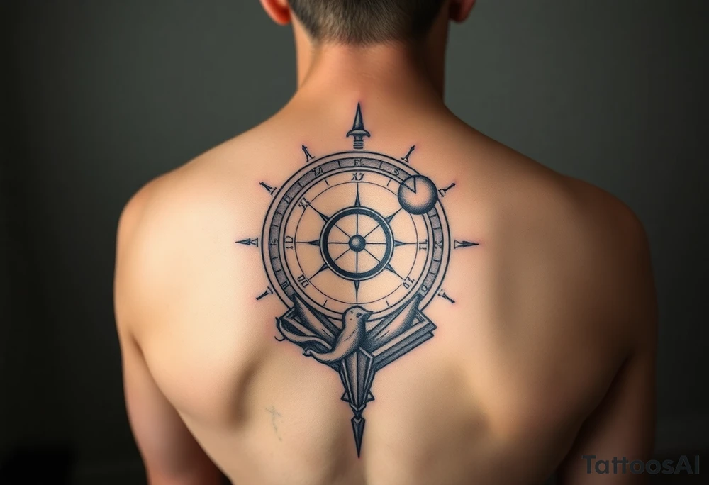 Astronomy tattoo integrated with the sands of time tattoo idea