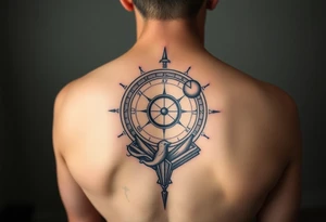 Astronomy tattoo integrated with the sands of time tattoo idea
