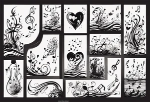 Diving into love , music notes, simplicity water scene tattoo idea