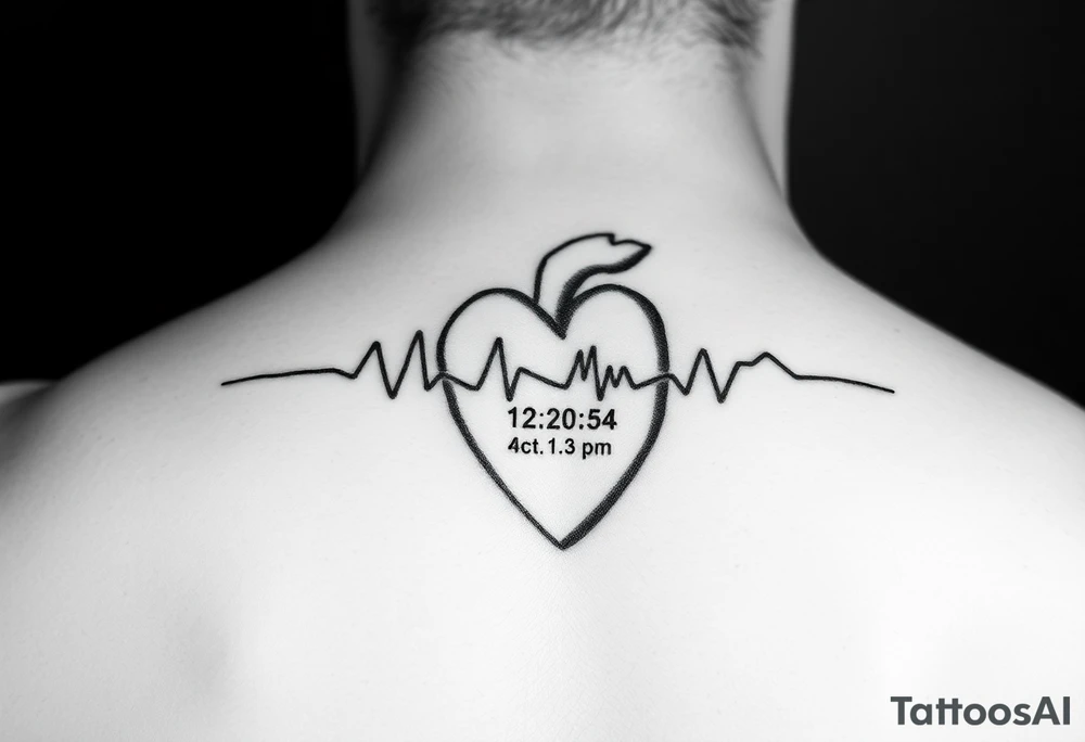 Heart beat with date of birth and date of death tattoo idea