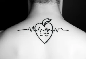 Heart beat with date of birth and date of death tattoo idea
