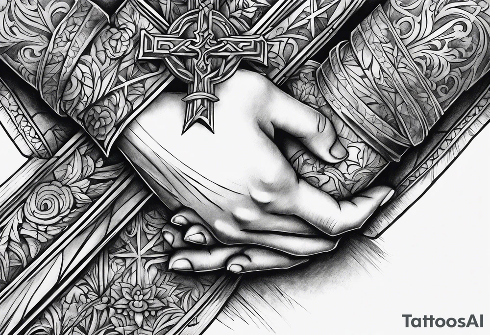 Hand nailed to cross tattoo idea