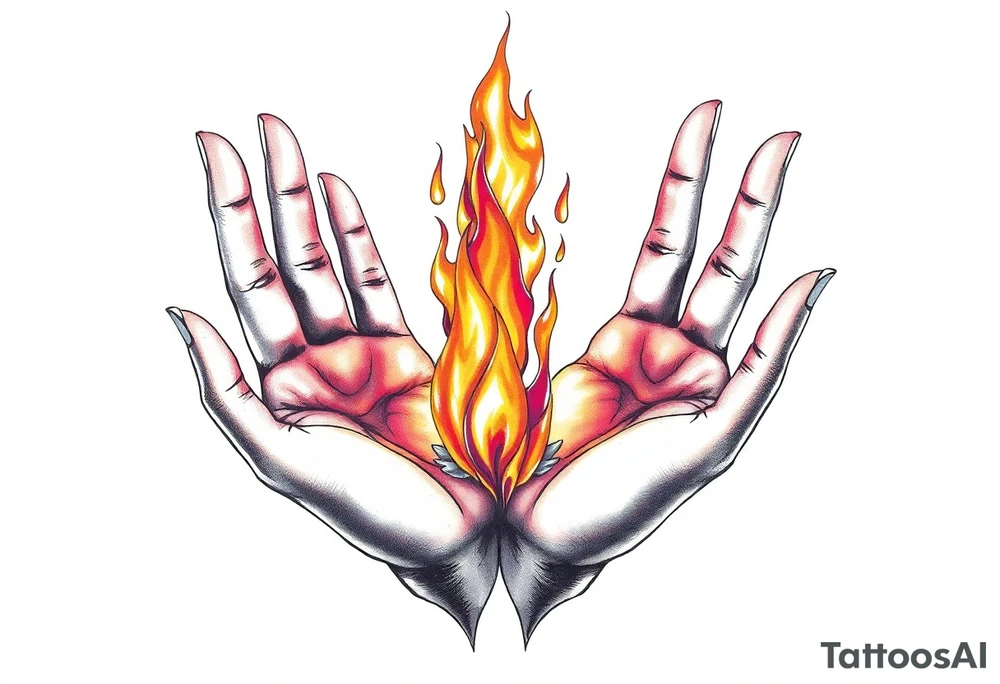 Fire between palms tattoo idea
