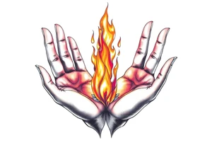 Fire between palms tattoo idea