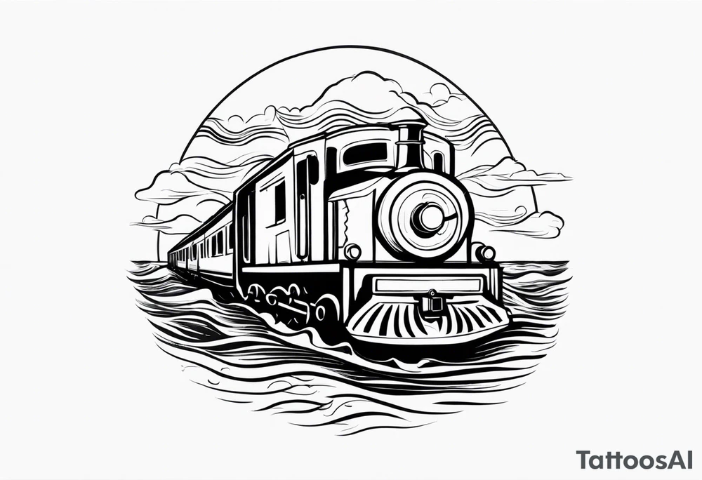 train in the sea tattoo idea