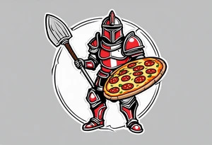 knigth in full armor
 holding a pizza shovel as a weapon tattoo idea