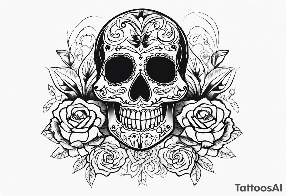 Day of dead skull with smoke around it tattoo idea