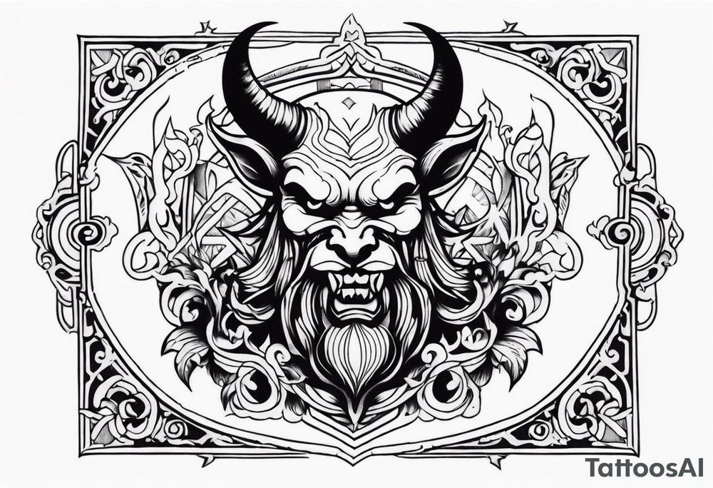 old school devil placed in the chest tattoo idea