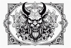 old school devil placed in the chest tattoo idea