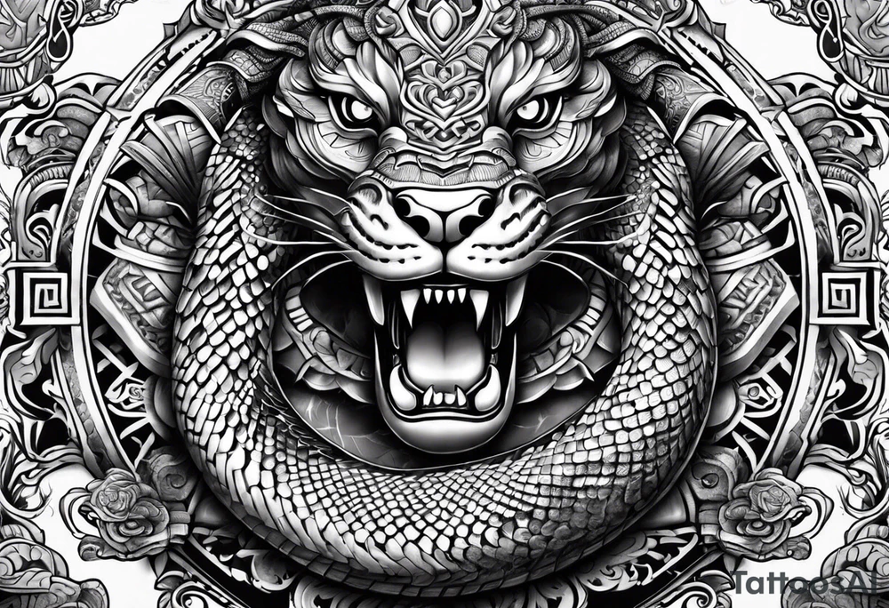 aztec snake sleeve tattoo idea