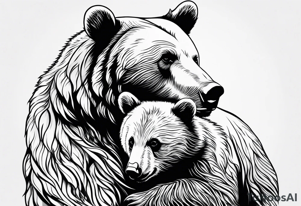 mother bear with cub looking at each other tattoo idea