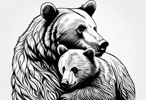 mother bear with cub looking at each other tattoo idea