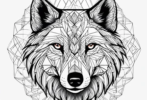 Un loup énervé avec la moitié de sa tête droite en squelette tattoo idea