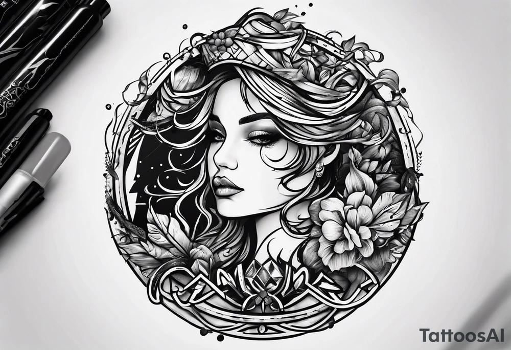 messy lines trash circcle logo tattoo idea