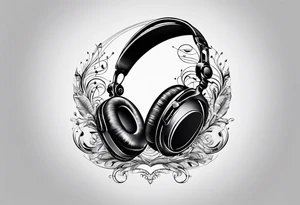 baby footprint with music tattoo idea