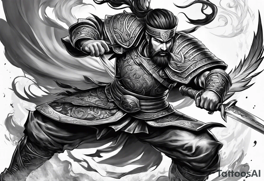 A warrior fighting by him self tattoo idea